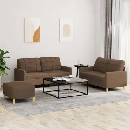 Sofa set with cushions 3 pieces brown fabric by , Sofas - Ref: Foro24-3201285, Price: 429,11 €, Discount: %