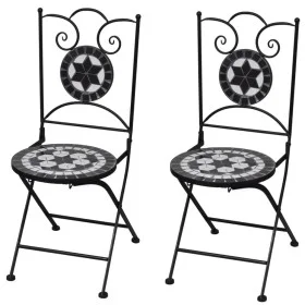 Folding bistro garden chairs 2 pcs ceramic black and white by vidaXL, Garden chairs - Ref: Foro24-41533, Price: 136,23 €, Dis...