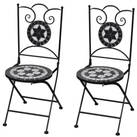 Klappbare Bistro-Gartenstühle, 2 Stück, Keramik, Schwarz und Weiß von vidaXL, Gartenstühle - Ref: Foro24-41533, Preis: 138,73...