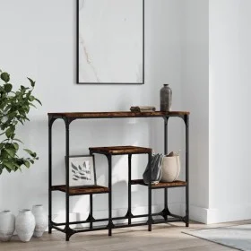 Smoked oak engineered wood console table 89.5x28x76 cm by , Side tables - Ref: Foro24-833385, Price: 51,99 €, Discount: %