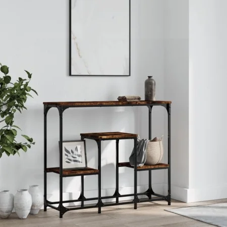 Smoked oak engineered wood console table 89.5x28x76 cm by , Side tables - Ref: Foro24-833385, Price: 51,99 €, Discount: %