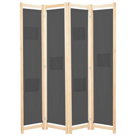 Biombo divisor de 4 paneles de tela gris 160x170x4 cm de , Divisores de ambientes - Ref: Foro24-248176, Precio: 62,93 €, Desc...