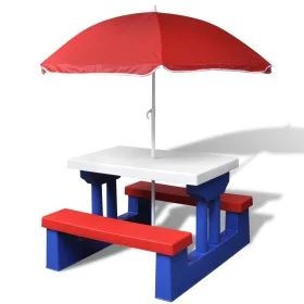 Children's picnic table and benches and multicolored umbrella by vidaXL, Garden tables - Ref: Foro24-41455, Price: 87,06 €, D...