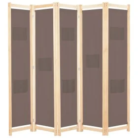 Divider screen with 5 brown fabric panels 200x170x4 cm by , Room dividers - Ref: Foro24-248181, Price: 76,59 €, Discount: %