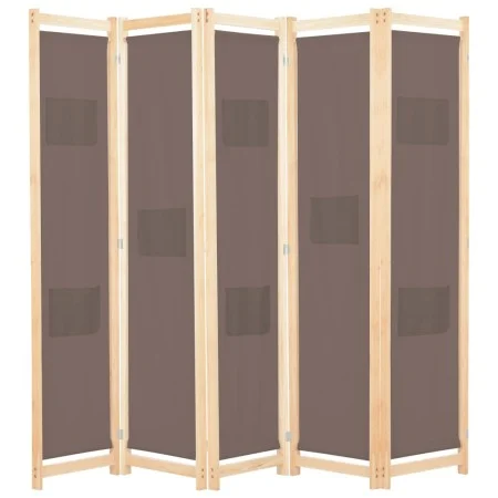 Divider screen with 5 brown fabric panels 200x170x4 cm by , Room dividers - Ref: Foro24-248181, Price: 76,59 €, Discount: %