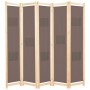 Biombo divisor de 5 paneles de tela marrón 200x170x4 cm de , Divisores de ambientes - Ref: Foro24-248181, Precio: 70,51 €, De...