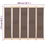 Biombo divisor de 5 paneles de tela marrón 200x170x4 cm de , Divisores de ambientes - Ref: Foro24-248181, Precio: 70,51 €, De...