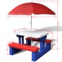 Children's picnic table and benches and multicolored umbrella by vidaXL, Garden tables - Ref: Foro24-41455, Price: 88,98 €, D...