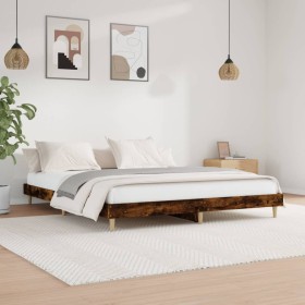 Bettgestell aus geräuchertem Eichenholzwerkstoff, 160 x 200 cm von , Betten und Lattenroste - Ref: Foro24-832026, Preis: 121,...