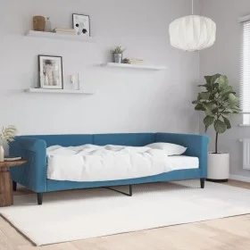 Sofa bed with blue velvet mattress 100x200 cm by , Beds and slatted bases - Ref: Foro24-3197753, Price: 374,45 €, Discount: %