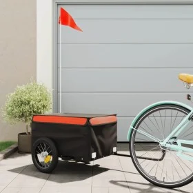 Black and orange iron bicycle trailer 30 kg by , Bicycle trailers - Ref: Foro24-94075, Price: 75,32 €, Discount: %
