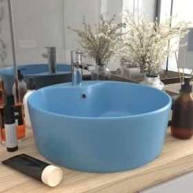 Luxury washbasin with matte light blue ceramic overflow 36x13 cm by , Sinks - Ref: Foro24-147033, Price: 59,71 €, Discount: %