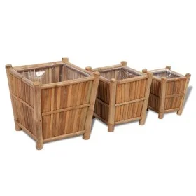 Planters with nylon lining 3 units bamboo by vidaXL, Pots and planters - Ref: Foro24-41507, Price: 76,27 €, Discount: %