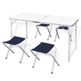 Verstellbarer klappbarer Campingtisch mit 4 Hockern 120x60 cm von vidaXL, Campingmöbel - Ref: Foro24-41328, Preis: 64,18 €, R...