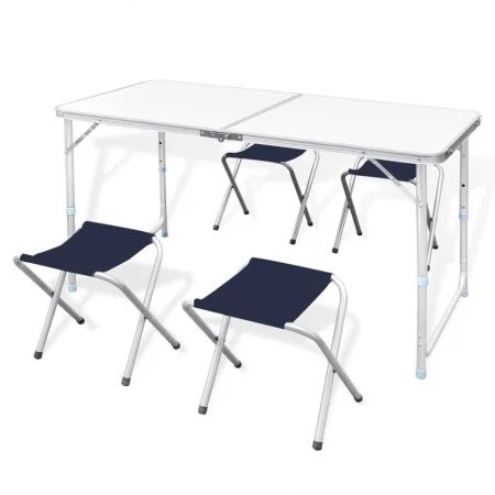 Mesa de camping plegable ajustable con 4 taburetes 120x60 cm de vidaXL, Mobiliario de camping - Ref: Foro24-41328, Precio: 64...