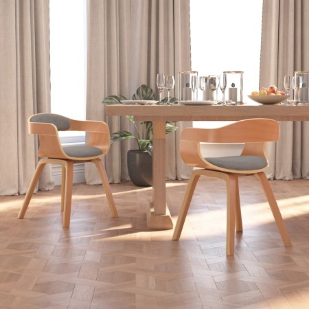 Sillas de comedor 2 uds madera curvada y tela gris taupe