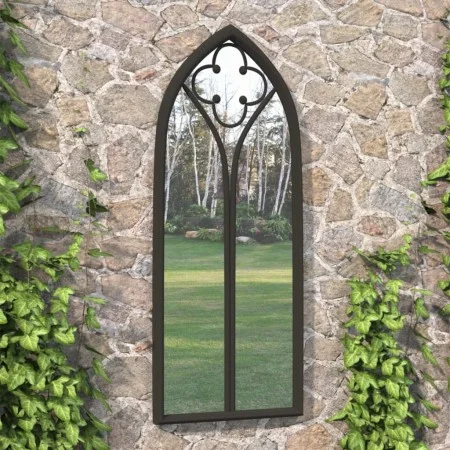 Espejo de jardín negro hierro para exterior 100x45 cm de , Espejos - Ref: Foro24-318350, Precio: 132,43 €, Descuento: %