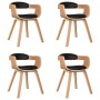 Sillas de comedor 4 uds madera curvada y cuero sintético negro
