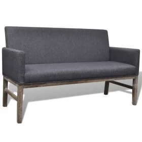 Bank with padded cushion, rubber wood, dark gray fabric by vidaXL, Sofas - Ref: Foro24-241664, Price: 220,83 €, Discount: %
