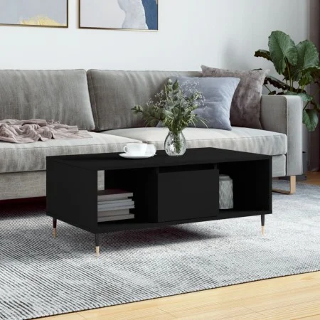 Couchtisch aus schwarzem Sperrholz, 90 x 50 x 36,5 cm von , Couchtisch - Ref: Foro24-830581, Preis: 63,42 €, Rabatt: %