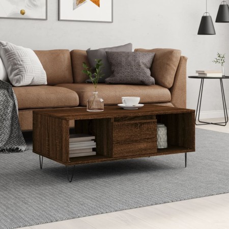 Mesa de centro madera contrachapada marrón roble 90x50x36,5 cm de , Mesas de centro - Ref: Foro24-830595, Precio: 62,27 €, De...