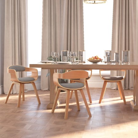 Sillas de comedor 4 uds madera curvada y tela gris taupe