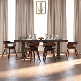 Sillas de comedor 6 uds madera curvada y cuero sintético negro