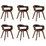 Sillas de comedor 6 uds madera curvada y cuero sintético negro