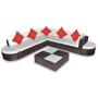 8-teiliges Gartenmöbel-Set und Kissen Kunstrattan braun von vidaXL, Gartensets - Ref: Foro24-41266, Preis: 857,30 €, Rabatt: %