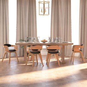 Sillas de comedor 6 uds madera curvada y cuero sintético negro Sillas de comedor 6 uds madera curvada y cuero sintético negro