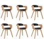 Sillas de comedor 6 uds madera curvada y cuero sintético negro