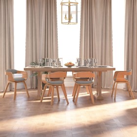 Sillas de comedor 6 uds madera curvada y tela gris taupe
