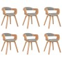 Sillas de comedor 6 uds madera curvada y tela gris taupe