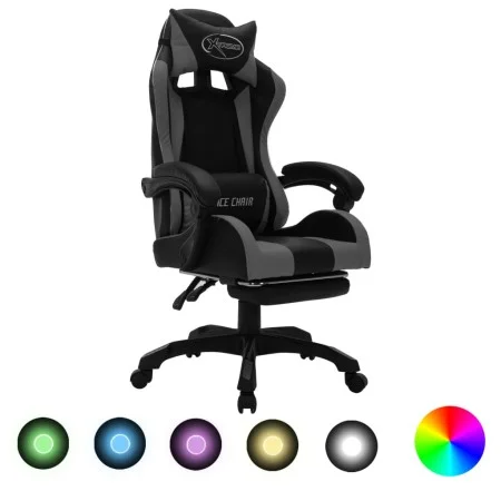 Gaming chair with RGB LED lights gray and black synthetic leather by , Office chairs - Ref: Foro24-288010, Price: 229,72 €, D...