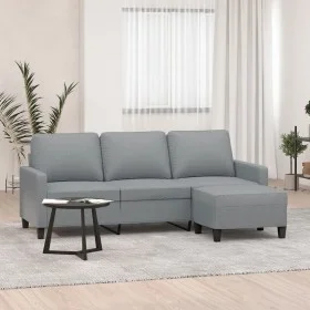 3-Sitzer-Sofa mit Hocker aus hellgrauem Stoff, 180 cm von , Sofas - Ref: Foro24-3201037, Preis: 307,52 €, Rabatt: %