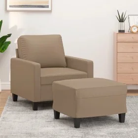 Cappuccino-colored synthetic leather armchair with stool 60 cm by , Sofas - Ref: Foro24-3201023, Price: 194,48 €, Discount: %