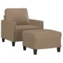 Cappuccino-colored synthetic leather armchair with stool 60 cm by , Sofas - Ref: Foro24-3201023, Price: 194,48 €, Discount: %