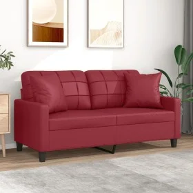 2-seater sofa with red synthetic leather cushions 140 cm by , Sofas - Ref: Foro24-3200806, Price: 268,28 €, Discount: %