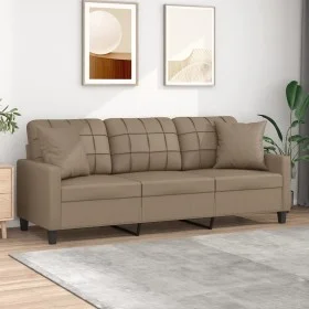 3-seater sofa with cappuccino synthetic leather cushions 180 cm by , Sofas - Ref: Foro24-3200812, Price: 291,03 €, Discount: %