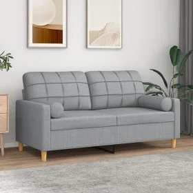2-Sitzer-Sofa mit hellgrauen Stoffkissen 140 cm von , Sofas - Ref: Foro24-3200782, Preis: 210,96 €, Rabatt: %