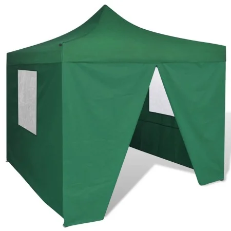 Green folding gazebo with 4 walls 3x3 m by vidaXL, Tents and gazebos - Ref: Foro24-41468, Price: 124,63 €, Discount: %
