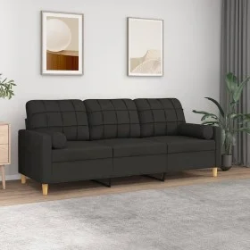 3-seater sofa with black fabric cushions 180 cm by , Sofas - Ref: Foro24-3200794, Price: 290,29 €, Discount: %