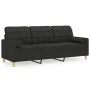 3-seater sofa with black fabric cushions 180 cm by , Sofas - Ref: Foro24-3200794, Price: 290,29 €, Discount: %