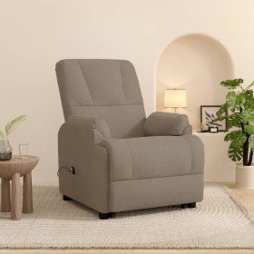 Sillón reclinable elevador de piel de ante blanco taupé Sillón reclinable elevador de piel de ante blanco taupé