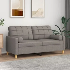2-seater sofa with taupe gray fabric cushions 140 cm by , Sofas - Ref: Foro24-3200789, Price: 220,24 €, Discount: %