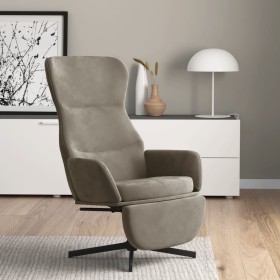 Sillón de relax con reposapiés de terciopelo gris claro