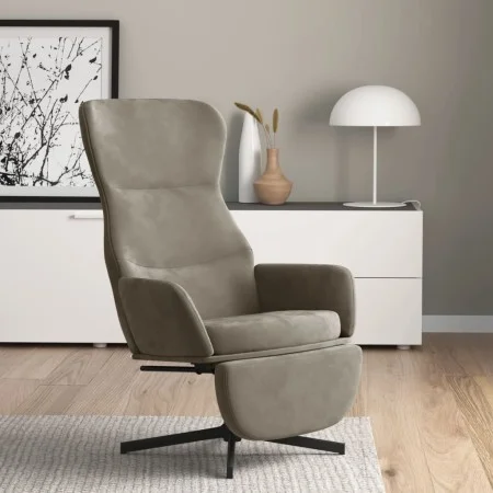 Relaxation armchair with footrest in light gray velvet by , Armchairs - Ref: Foro24-3097495, Price: 126,25 €, Discount: %