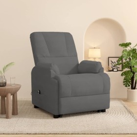 Sillón reclinable elevador piel de ante gris oscuro
