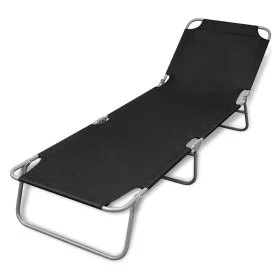 Klappbare Sonnenliege aus Stahl mit schwarzer Pulverbeschichtung von vidaXL, Liegen - Ref: Foro24-41478, Preis: 59,39 €, Raba...