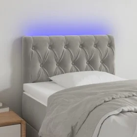 Hellgraues Samtkopfteil mit LED 80x7x78/88 cm von , Kopf- und Fußteile - Ref: Foro24-3121978, Preis: 51,23 €, Rabatt: %